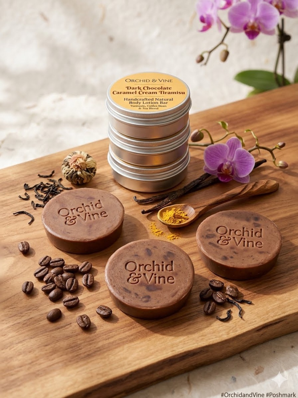Orchid & Vine Turmeric Tan Bronzing Bar Better Body Lotion Bar Chocolate Carmel